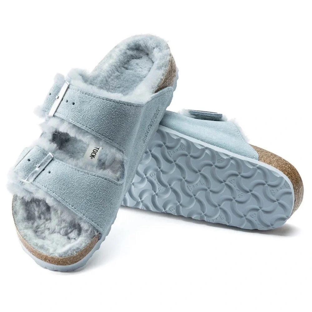 Birkenstock Arizona Shearling Sandals Light Blue